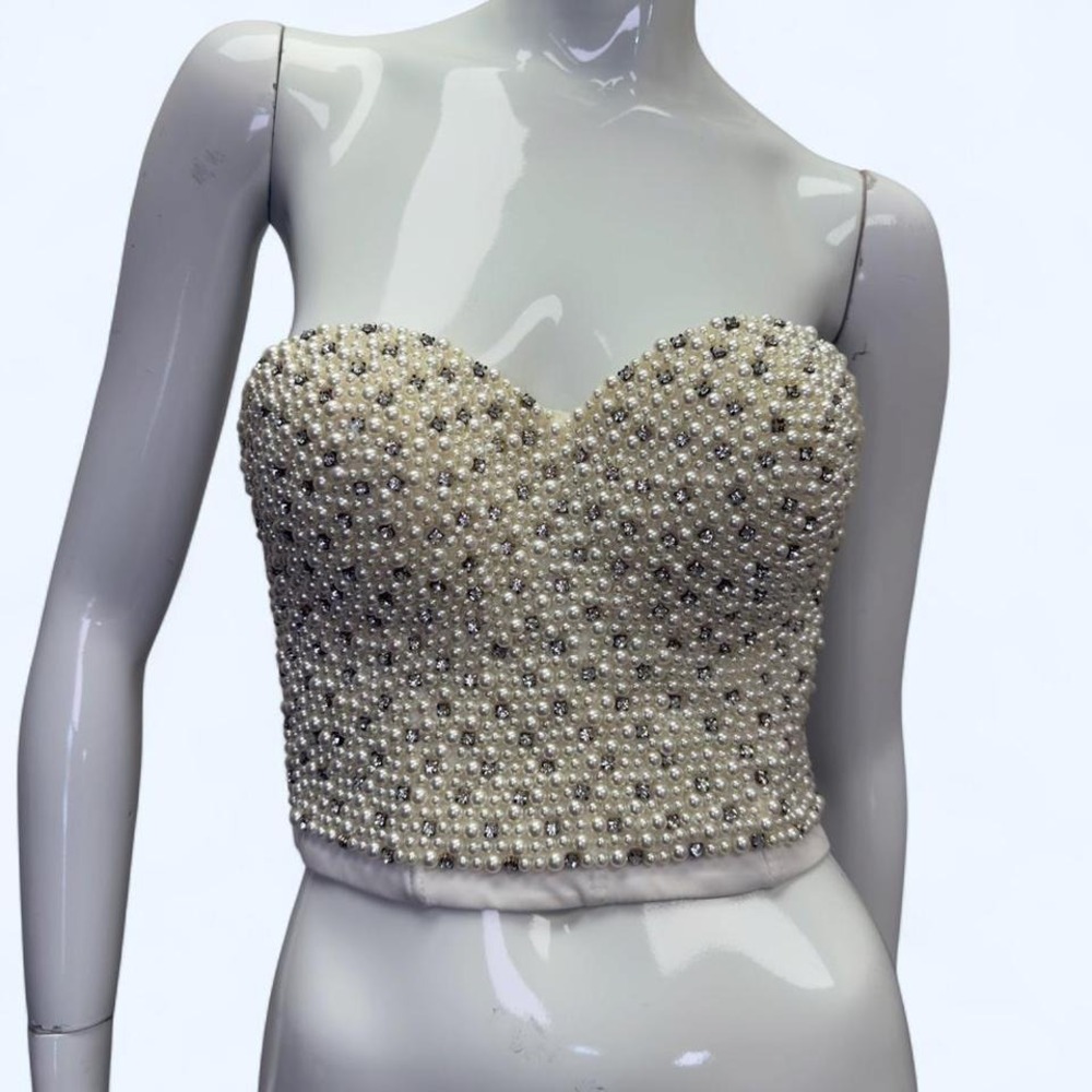Pearl & rhinestone‎ bustier corset top, bridal, bachelorette top
